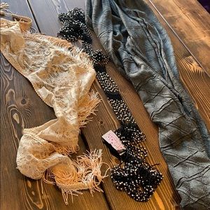 Lot of scarves grey sparkle scarf shoulder tassel